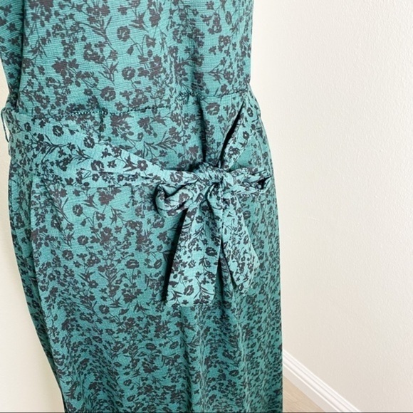 Zara green floral puffy sleeves midi dress - Picture 8 of 10
